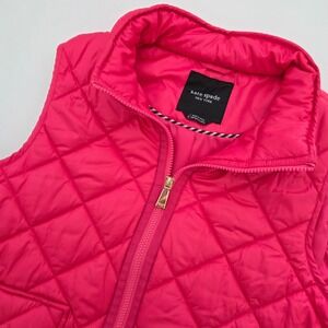 Kate Spade New York Pink Quilted Puffer Vest Womens Large Full Zip